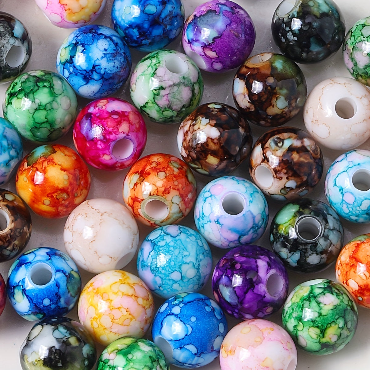 50pcs 8mm Spray Paint Round Beads 13 Colors for Jewelry Making