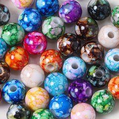 50pcs 8mm Spray Paint Round Beads 13 Colors for Jewelry Making