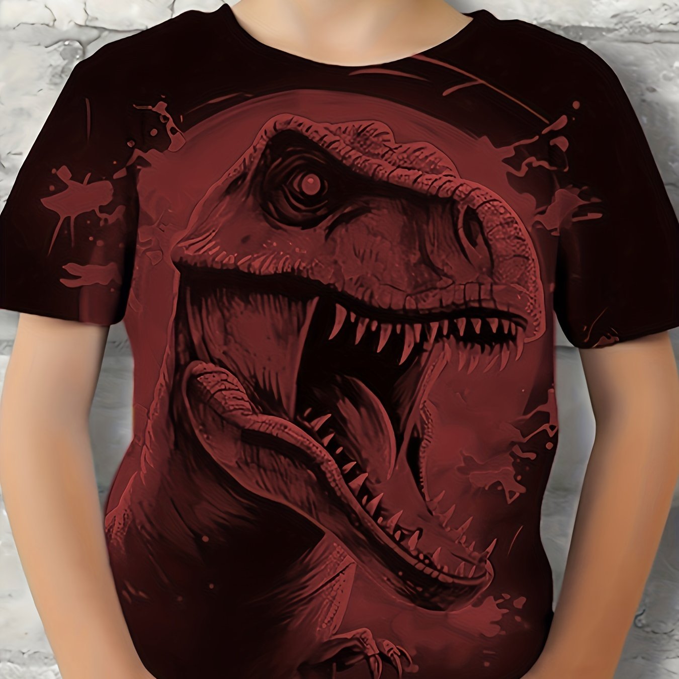 Roaring Dinosaur Boys T-Shirt Short Sleeve Loose Summer Tee