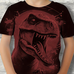 Roaring Dinosaur Boys T-Shirt Short Sleeve Loose Summer Tee