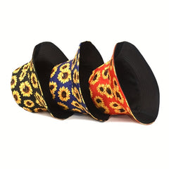 Men's Sunflower Print Bucket Hat Outdoor Sun Hat