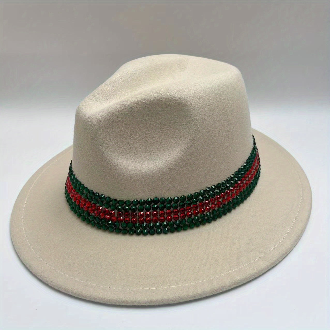 Rhinestone Hatband Fedora Cap Casual Jazz Hat Unisex Cowboy Cowgirl Hats