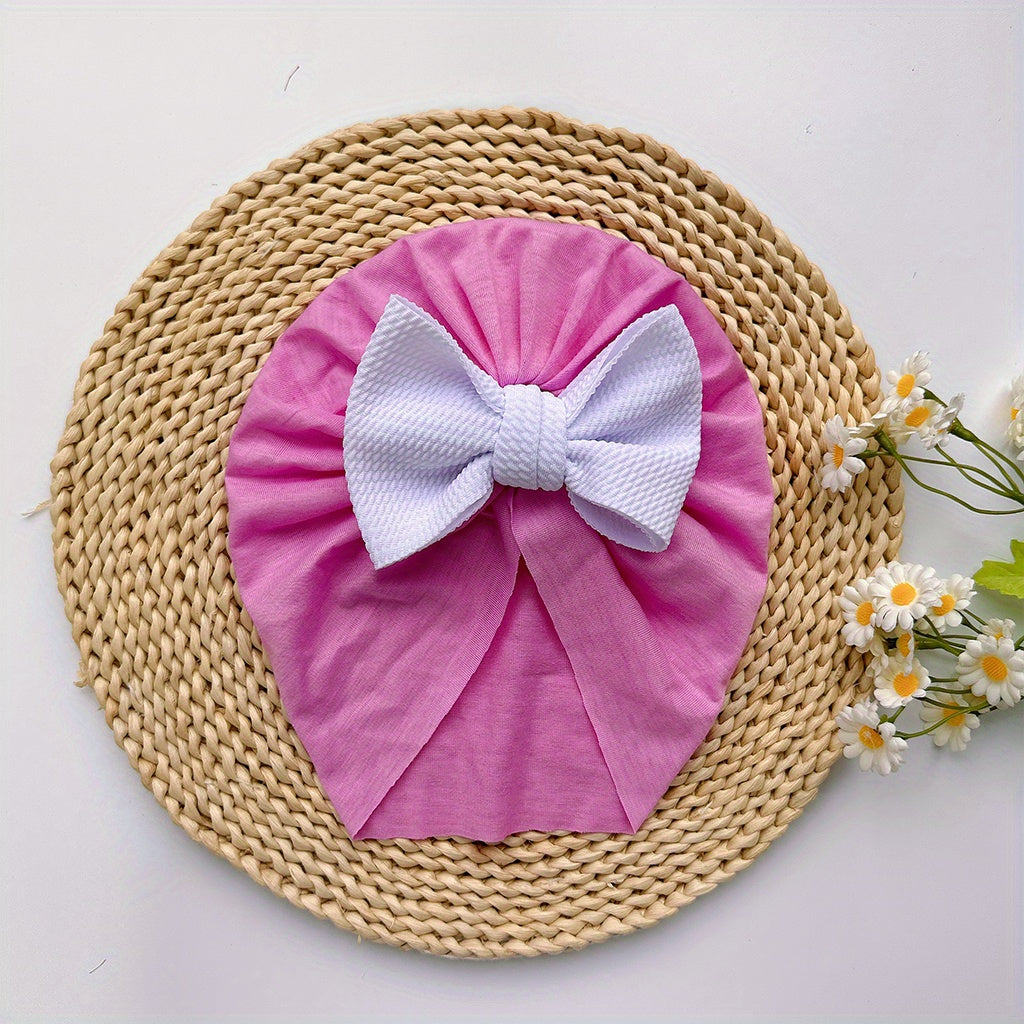 Baby Girls Twill Bubble Bownot Decor Turban Soft Hair Wrap Head Accessories
