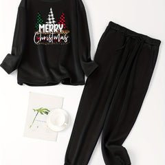 Women's Plus Size Christmas Lounge Set Fleece