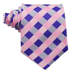 Men's Purple Pink Plaid Checks Tie 3 6 Inch