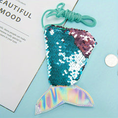 Sequin Mermaid Tail Lanyard Coin Purse Crossbody Bag Gift
