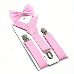 Boys' Suspender Bow Tie Set - Adjustable Y-shaped Pants with Metal Clip