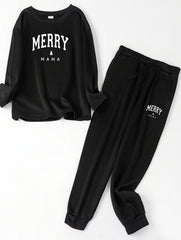 Christmas Lounge Set: Fleece Lined Top & Joggers Pajamas