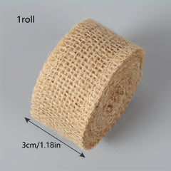 Linen Roll Woven Jute Fabric Sash Edge DIY Material Christmas Wedding Decor