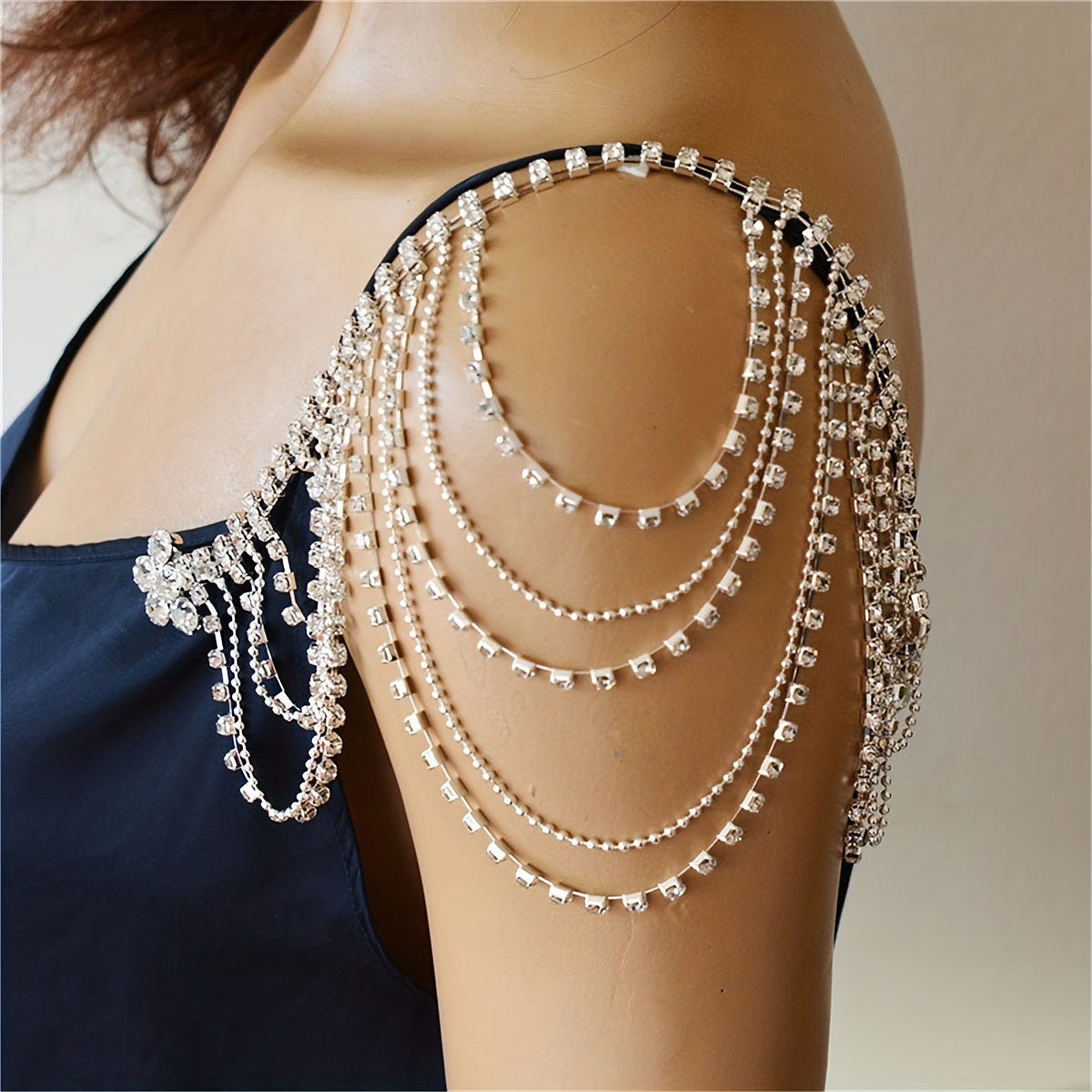 Rhinestone Shoulder Chain With Long Tassel for Wedding Party