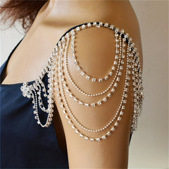 Rhinestone Shoulder Chain With Long Tassel for Wedding Party