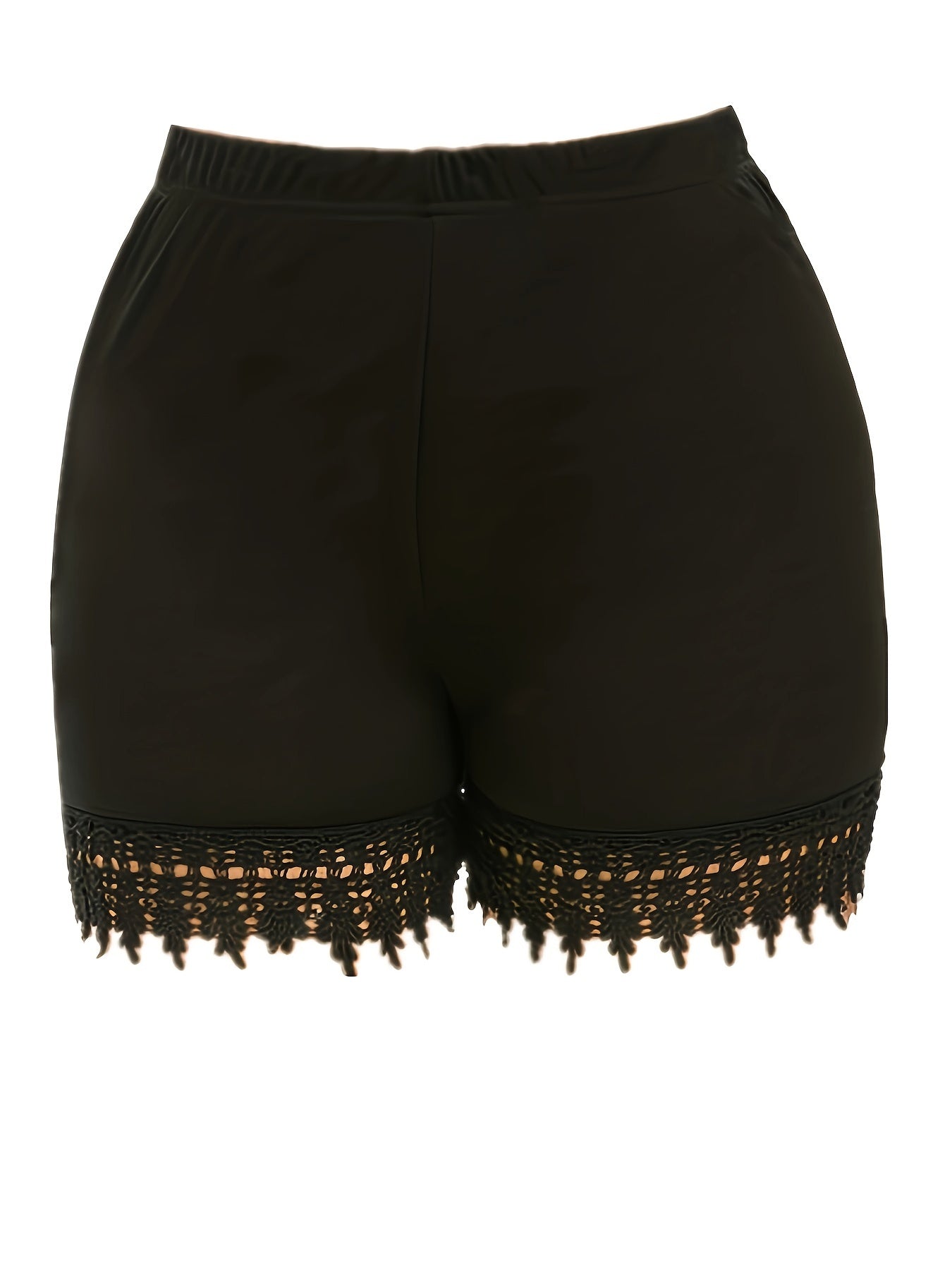 Solid Contrast Lace High Rise Skinny Shorts