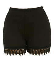 Solid Contrast Lace High Rise Skinny Shorts