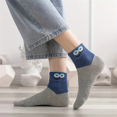 5 Pairs Funny Expression Print Crew Socks Women's Stockings