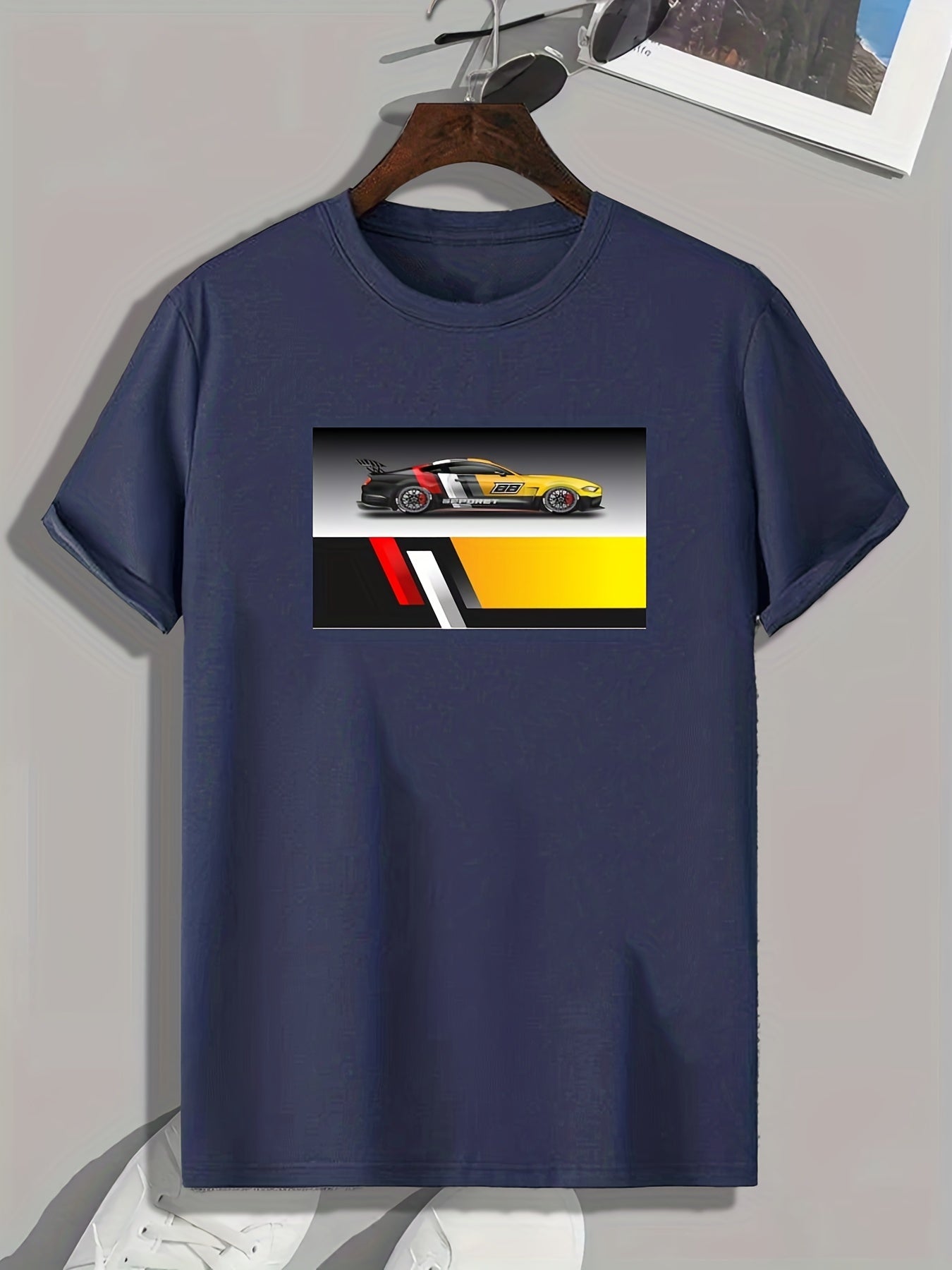 Men's Sportscar Print Comfy T-shirt Active Tee