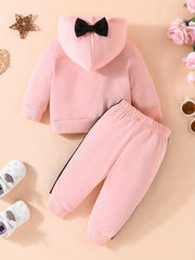 Baby Girls Bow Hooded Sweatshirt Trousers Set
