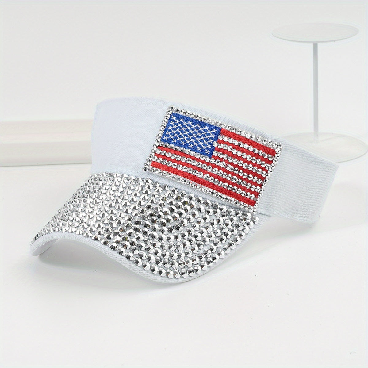 Men's Sunscreen Visor Hat With Artificial Diamond