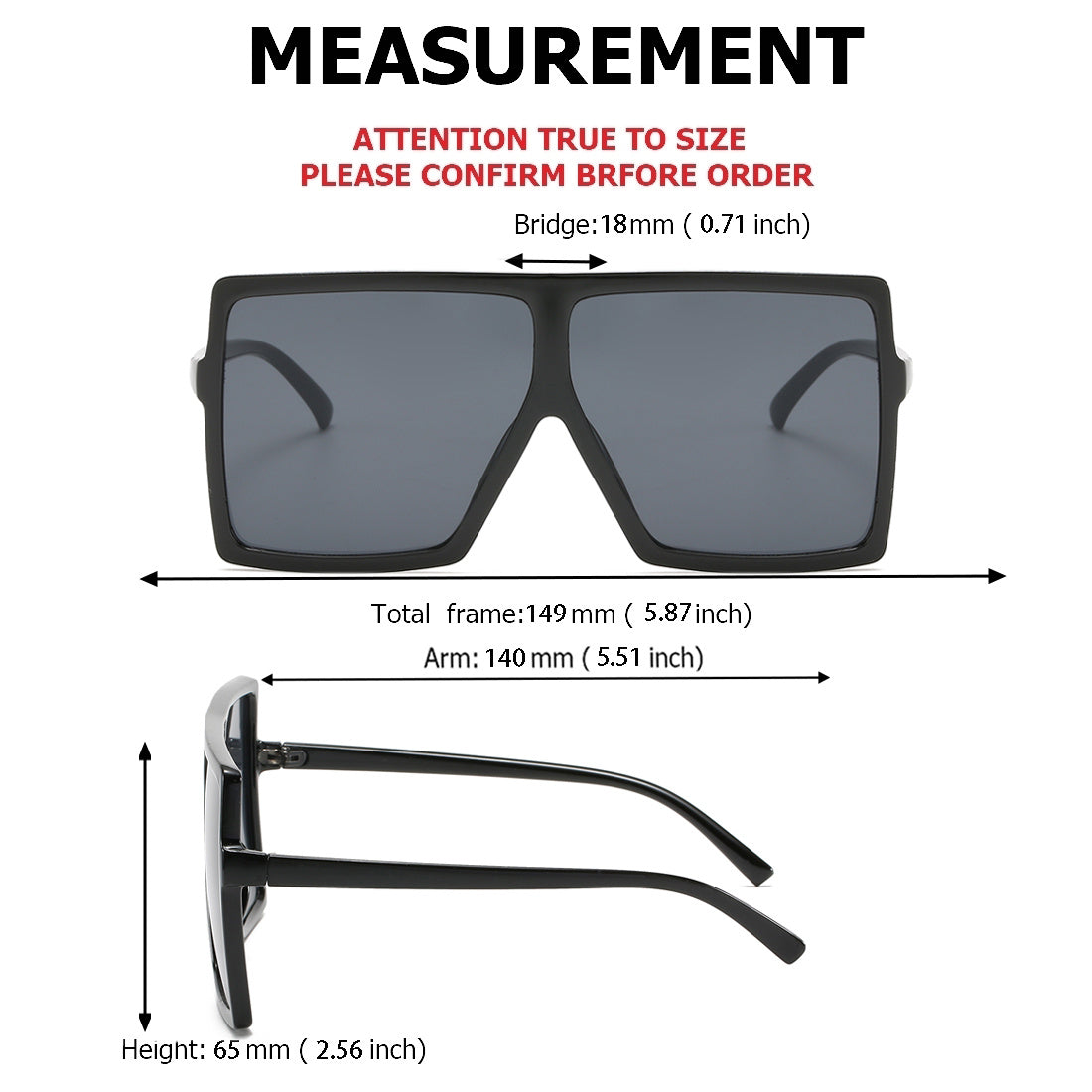 Square Oversized Sunglasses for Men and Women