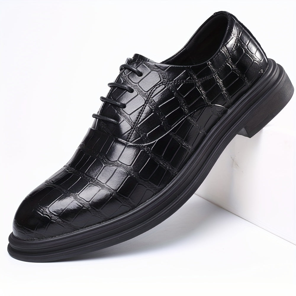 Men's Textured Oxford Shoes Lace up Front Dress Shoes For Men Business Formal