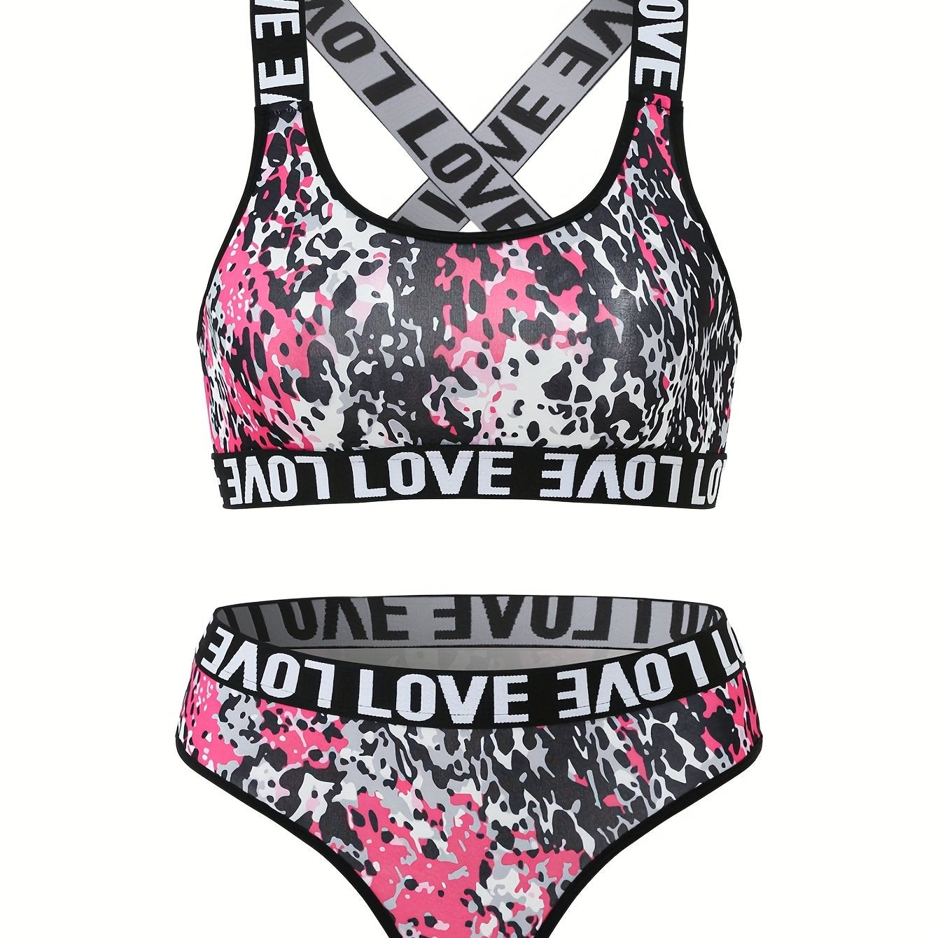 Colorful Leopard Bra & Panties Lingerie Set