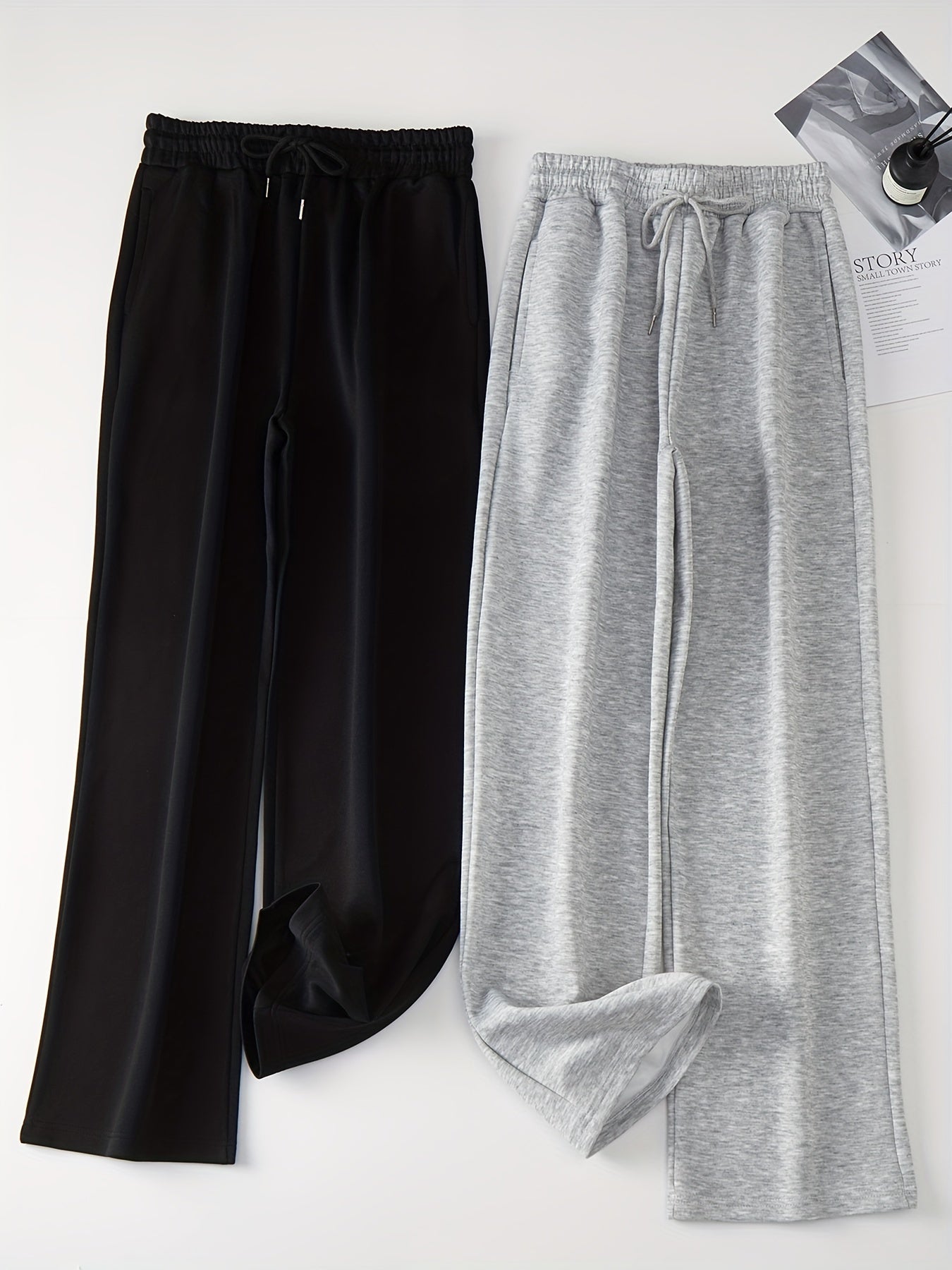 2pcs Elastic Drawstring Sweatpants Women's Activewear