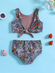 2pcs Heart Graphic Girls Bikini Swimsuit Set Beach Vacation Gift