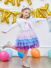 Girls Unicorn Party Princess Tutu Dress 3-8 Years