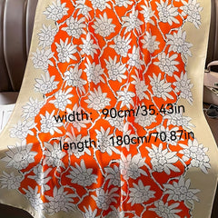 Flower Print Satin Scarf Silk Long Shawl Windproof Head Wraps