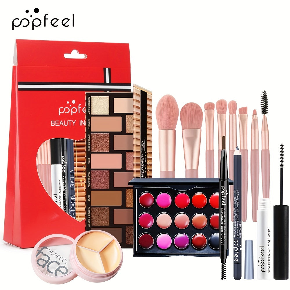 Makeup Gift Set with Brushes Eyeshadow Lipstick Concealer Powder