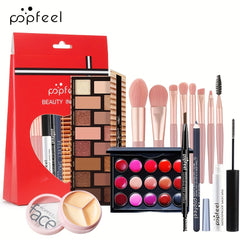 Makeup Gift Set with Brushes Eyeshadow Lipstick Concealer Powder