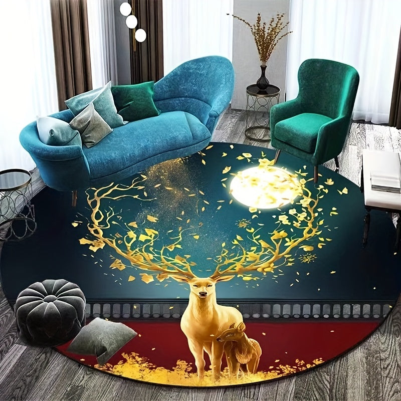 Elk Moon Pattern Kitchen Rug Non-slip Floor Mat