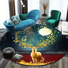 Elk Moon Pattern Kitchen Rug Non-slip Floor Mat