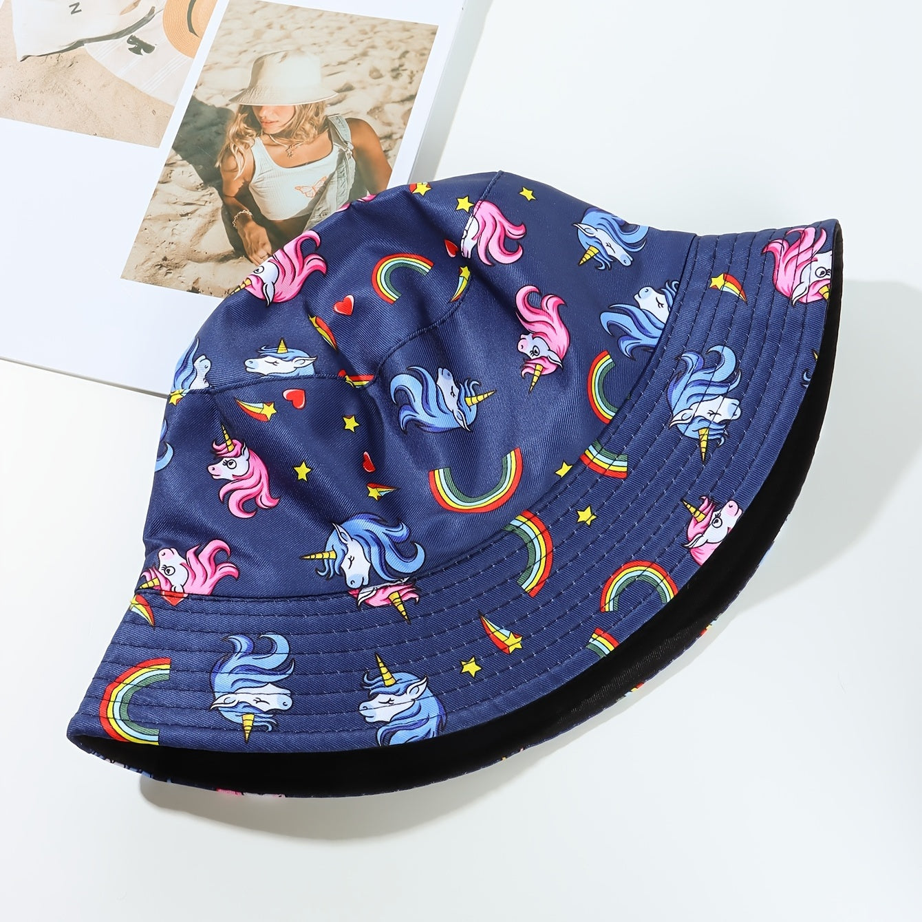 Reversible Rainbow Unicorn Print Bucket Hat