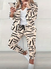Allover Print Blazer & Pants Set for Women