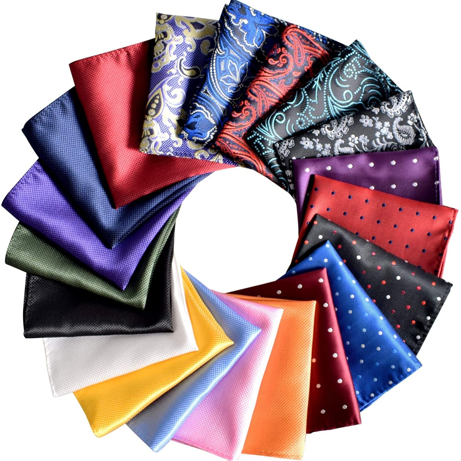 20pcs Pocket Square Handkerchiefs Assorted Colors