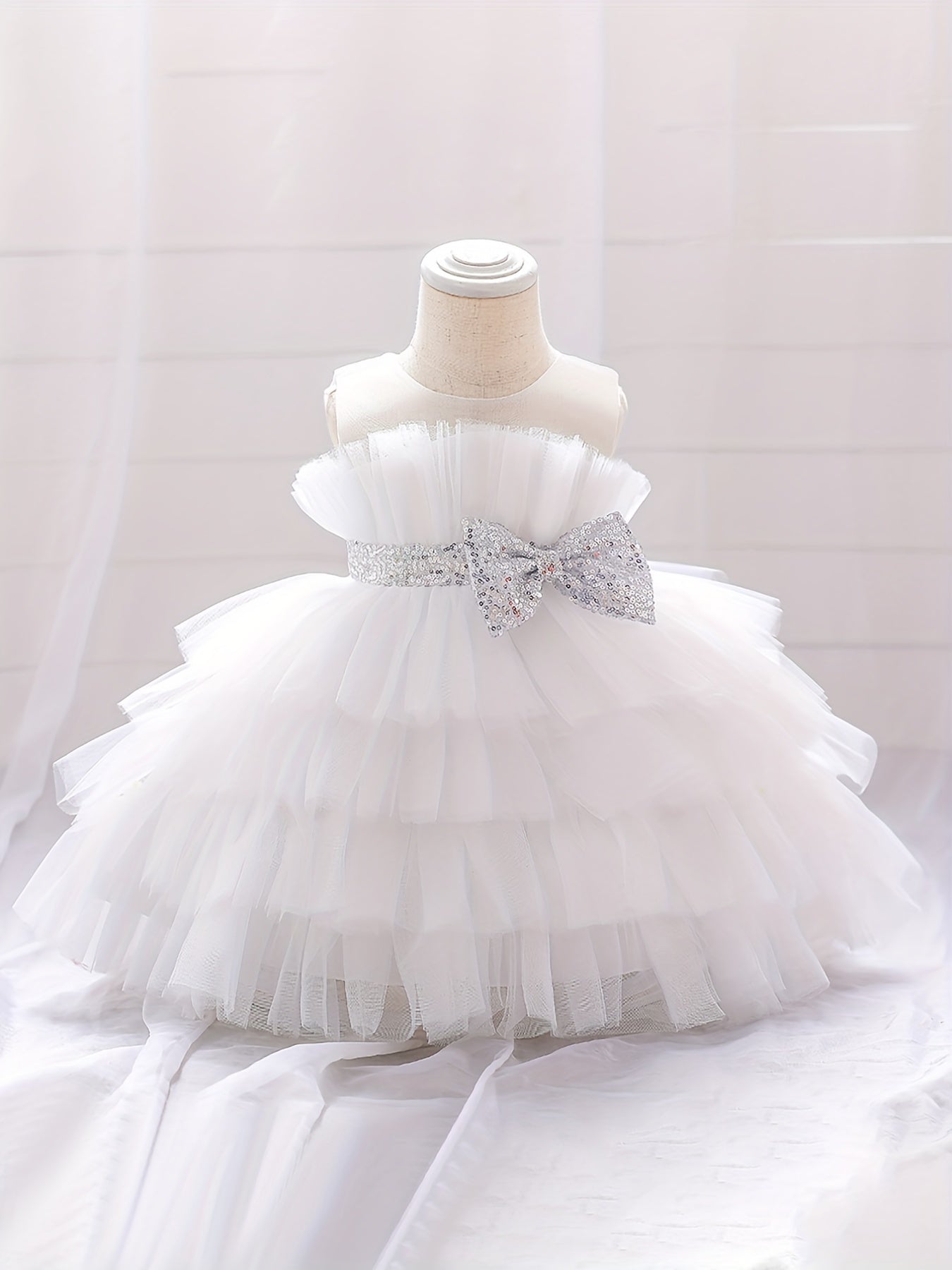 Toddler Girls Birthday Princess Dress Mesh Sleeveless Tutu Dress
