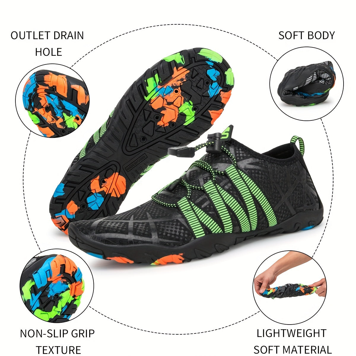 Breathable Lace Up Water Sports Pool Beach Swimming Barefoot Shoes