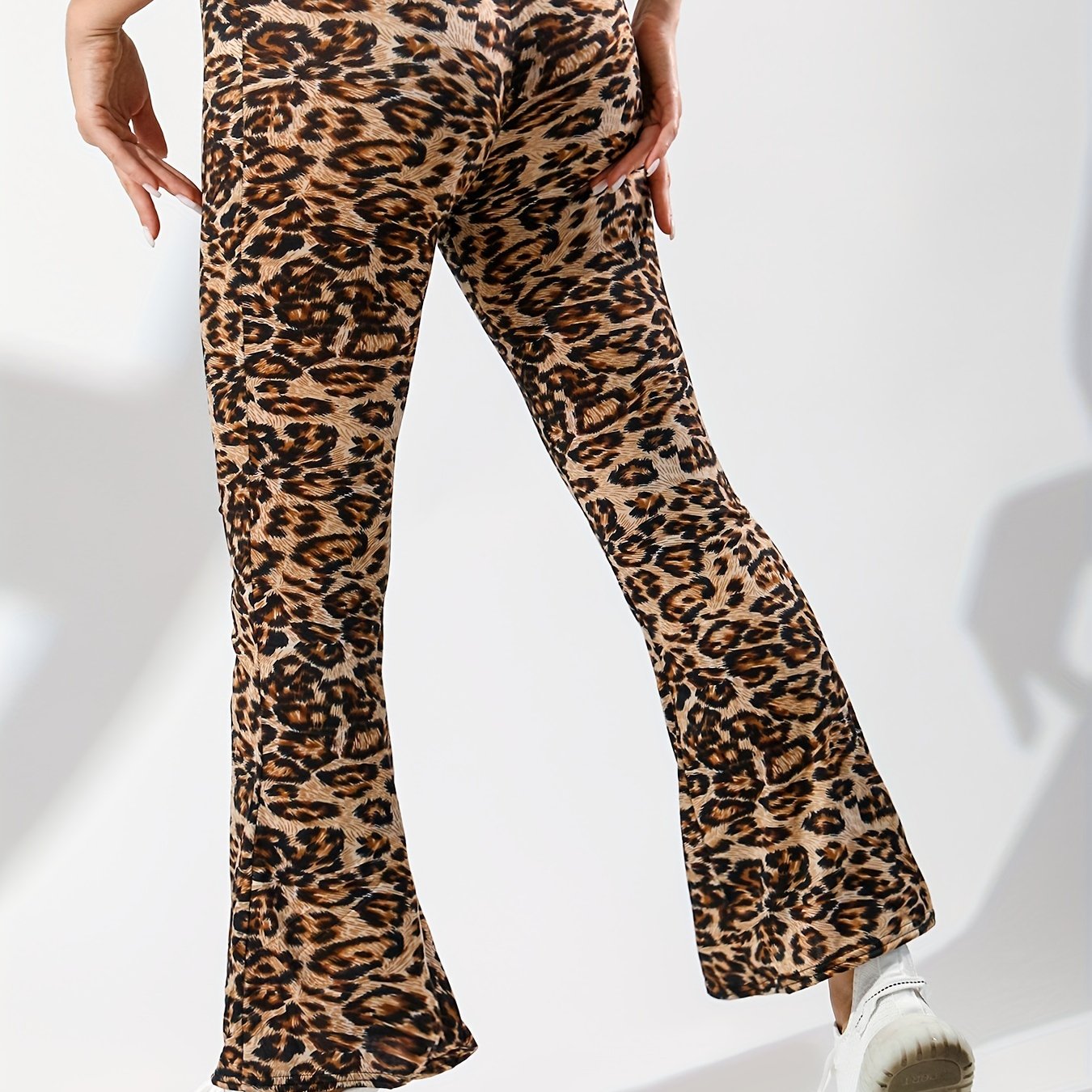 Leopard Print Flared Yoga Pants Women's Activewear