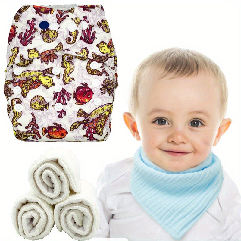 Sea Turtle Print Baby Training Pants with Microfiber Pad