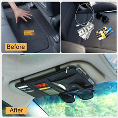 Leather Car Sun Visor Organizer Pocket Pouch & Accessories Holder