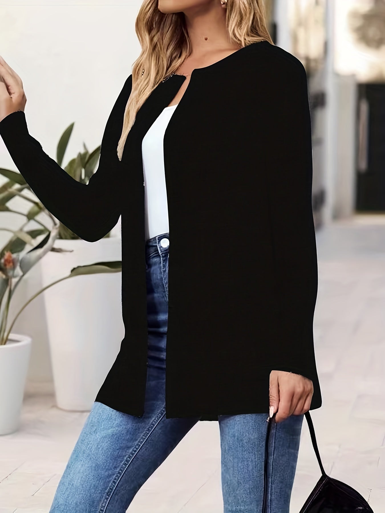 Solid Shawl Collar Jacket Long Sleeve Versatile Outerwear