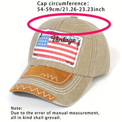 Vintage Flag Baseball Cap Embroidery Washed Distressed Sun Hat Unisex
