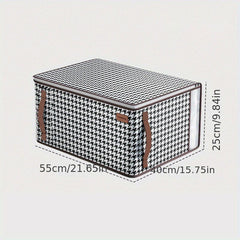 Large Capacity Houndstooth Pattern Storage Bag Zipper Dustproof Organizer
