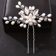 Crystal Faux Pearl Hairpin Wedding Hair Accessories Bridal Rhinestone Flower