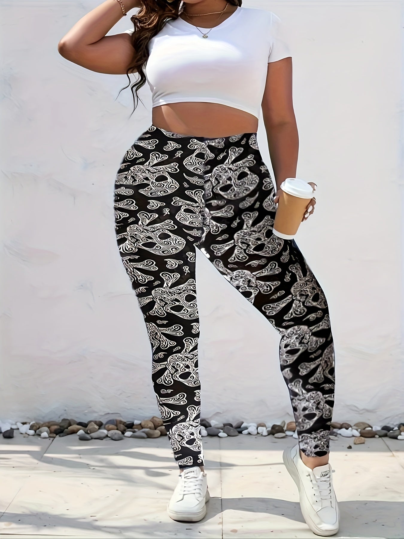 Gothic Skull Print Leggings