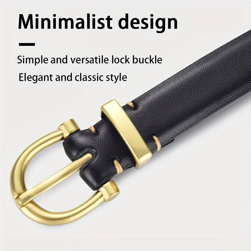 Oval Buckle Thin Belt Women's PU Leather Casual Jeans Pants Belt
