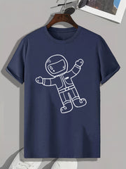 Cartoon Astronaut Print Men's Graphic T shirt