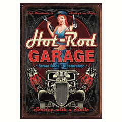 Vintage Hot Rod Garage Pistons Tin Sign 30x20 cm