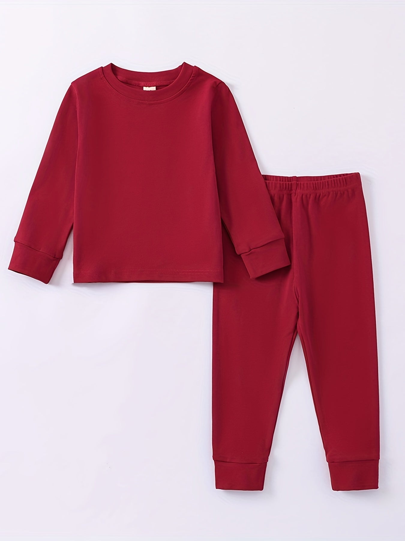 Girls Pajamas Family Outfit Round Neck Long Sleeve Top & Pants Set