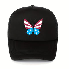 Butterfly Trucker Hat Mesh Baseball Cap Independence Patriotic